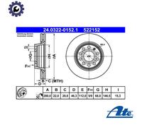 Brake disc ATE 24.0322-0152.1 for SEAT EXEO (3R2) 1.8 2010-2013