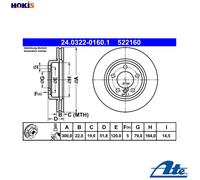 ATE Brake Disc PowerDisc 24.0322-0160.1 300x22mm 5x120mm Vented Coated BMW 3 Coupe/Convertible, Z4