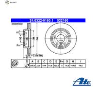ATE PowerDisc Brake disc 24.0322-0160.1 300,0 22,0 5 120,0 Vented Coated High-carbon BMW: 3 Coupe, 3 Convertible, Z4 Roadster