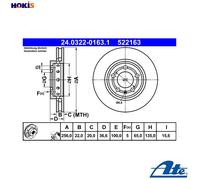 ATE Brake Disc 24.0322-0163.1 – Audi A3 (8L1) 1.8 1999–2002 – 1X