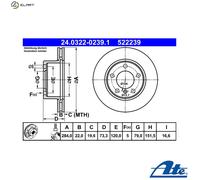 ATE Brake disc BMW 24.0322-0239.1 34116764629,34116792215,34116854996 Brake rotor,Brake discs,Brake rotors