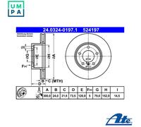 ATE Brake disc BMW 24.0324-0197.1 34116764643,34116772669,34116854998 Brake rotor,Brake discs,Brake rotors