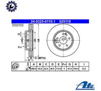 2x Brake disc Vented 24.0325-0110.1 ATE for MERCEDES-BENZ C-CLASS E-CLASS SLK