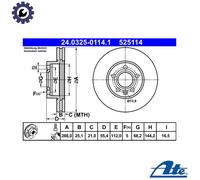 2x BRAKE DISC 24.0325-0114.1 FOR VW SEAT FORD ATM/ADY 2.0L AJH/AWC 1.8L 4cyl