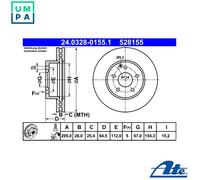 2x Brake disc Vented 24.0328-0155.1 ATE for MERCEDES-BENZ C-CLASS T-Model SLK