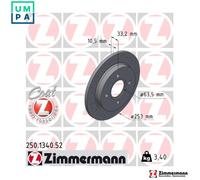 2x BRAKE DISC 250.1340.52 FOR FORD FOCUS/Turnier/Clipper EYDC/EYDF/EYDE 1.8L