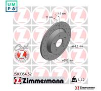 2x BRAKE DISC 250.1354.52 FOR FORD FOCUS/II/Turnier/Station/Wagon G8DF 1.6L 4cyl