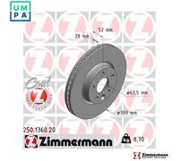 2x BRAKE DISC 250.1360.20 FOR FORD VOLVO S80/II S60 XC70/SUV V70/III 2.2L 4cyl