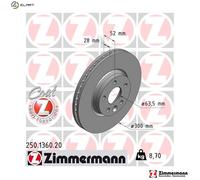 ZIMMERMANN 250.1360.20 Brake disc