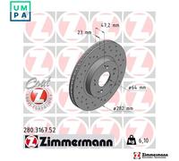 2x BRAKE DISC 280.3167.52 FOR HONDA CR-V/II/SUV/Mk CIVIC/VII/Hatchback STREAM