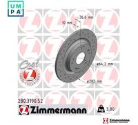 2x BRAKE DISC 280.3190.52 FOR HONDA CIVIC/X/Hatchback P10A2 1.0L 3cyl 1.5L 4cyl