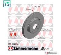 2x BRAKE DISC 280.3191.20 FOR HONDA CR-V/IV/SUV N22B4 2.2L R20A9/R20A6 2.0L 4cyl