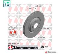 2x BRAKE DISC 285.3531.20 FOR HYUNDAI TUCSON/III/SUV KONA i30 KAUAI ELANTRA/GT