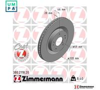 2x BRAKE DISC 380.2118.20 FOR MITSUBISHI 4B40 1.5L 4N14 2.3L 4cyl ECLIPSE CROSS