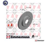 2x BRAKE DISC 400.1426.20 FOR MERCEDES-BENZ C-CLASS/Break/T-Model 2.2L 4cyl 2.8L