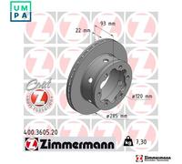 2x BRAKE DISC 400.3605.20 FOR VW LT/Mk/II/Platform/Chassis/28-46/Van 2.3L 4cyl