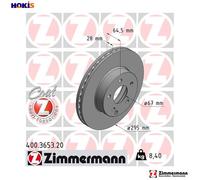 ZIMMERMANN Brake Disc 400.3653.20 - Front, Internally Vented - 2 pcs
