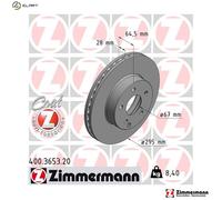 ZIMMERMANN Brake Disc 400.3653.20 - Front, Internally Vented - 2 pcs