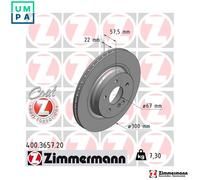 2x BRAKE DISC 400.3657.20 FOR MERCEDES-BENZ M 271.860 1.8L OM 651.911 2.1L 4cyl