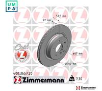 2x BRAKE DISC 400.3657.20 FOR MERCEDES-BENZ M 271.860 1.8L OM 651.911 2.1L 4cyl