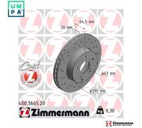 2x BRAKE DISC 400.3665.20 FOR MERCEDES-BENZ OM646.811/812 2.1L M271.860 1.8L