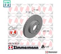 2x Brake disc internally vented 400.3678.20 ZIMMERMANN for MERCEDES-BENZ A-CLASS