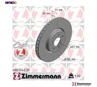 2x Brake disc internally vented 400.5542.20 ZIMMERMANN for MERCEDES-BENZ A-CLASS
