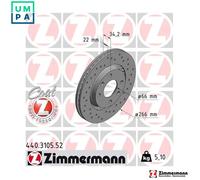 2x BRAKE DISC 440.3105.52 FOR PEUGEOT PARTNER/FURGON/Box/Body/MPV/Van/URBANA