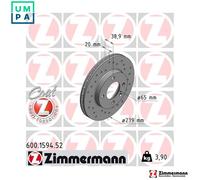 2x BRAKE DISC 600.1594.52 FOR VW SANTANA GOLF/III/Mk//Cabriolet SCIROCCO 1.3L