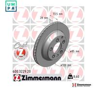 2x BRAKE DISC 600.3229.20 FOR PORSCHE M 05.9E/MCN.RB 3.0L 6cyl CAYENNE SUV