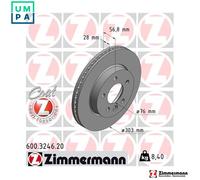2x BRAKE DISC 600.3246.20 FOR VW CFPA 2.0L CNFB/CSHA/CNEA/CNFA/CDBA/CDCA 2.0L