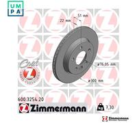 2x BRAKE DISC 600.3254.20 FOR VW CRAFTER/Van/Bus/Platform/Chassis AMAROK MAN