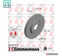 2x BRAKE DISC 600.3265.20 FOR VW DKRA 1.0L 3cyl UP