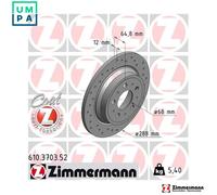 2x BRAKE DISC 610.3703.52 FOR VOLVO S80 S60 XC70/CROSS/COUNTRY/SUV V70/Mk/II
