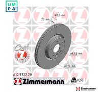2x BRAKE DISC 610.3722.20 FOR VOLVO B4204T19/4204T21/4204T37/4204T33 2.0L 4cyl