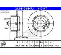 2x Brake Disc ATE Fits BMW E23 34211117730