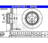 2x Brake Disc ATE Fits BMW E81 E87 E90 E91 E92 E93 34216855007