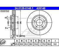 2x Brake Disc ATE Fits CHRYSLER Voyager IV 4721820AG