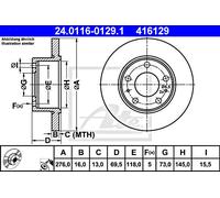 2x Brake Disc ATE Fits IVECO Daily III 2991646