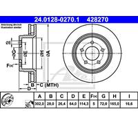 2x Brake Disc ATE Fits JEEP Cherokee 52109938AB