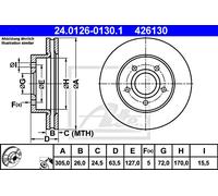 2x Brake Disc ATE Fits JEEP Grand Cherokee II 52098672