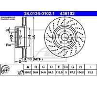 2x Brake Disc ATE Fits MERCEDES C216 C219 R172 R230 S211 W172 W211 2214211812