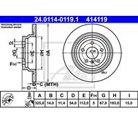 Brake disc ATE 24.0114-0119.1 for MERCEDES-BENZ M-CLASS (W166) 3.5 2012-2015