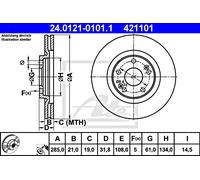 2x Brake Disc ATE Fits RENAULT 21 7701204298