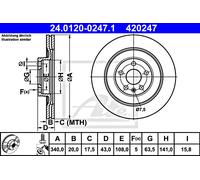 2x BRAKE DISC 24.0120-0247.1 FOR VOLVO XC90/II/SUV B420T/4204T26/4204T35 2.0L
