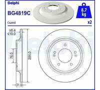 2X Brake disc DELPHI BG4819C for KIA CEED (CD) 1.4 2018-2020