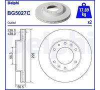 2X Brake disc DELPHI BG5027C for HYUNDAI H350 Van 2.5 2015-