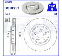 2X Brake disc DELPHI BG5033C for HONDA CR-V V (RW_, RT_) 2 2019-2023
