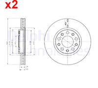 2X Brake Disc DELPHI Fits ALFA ROMEO Giulietta 51815312
