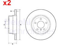 x2 Rear Brake Disc Delphi BG4695C Fits BMW 5 Series Braking System Vented Coated